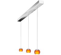 Oligo Balino Suspension 3 flammes avec réglage de hauteur dissimulé Pendelleuchte, chrome, pendules chrome mat / orange