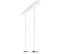 Oligo Decent Suspension 2 flammes avec réglage en hauteur caché Pendelleuchte, blanc, pendules aluminium brossé