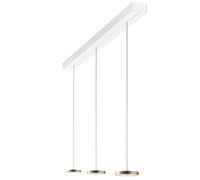 Oligo Decent Suspension 3 flammes avec réglage en hauteur caché Pendelleuchte, blanc mat, pendules aluminium brossé