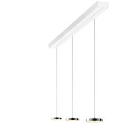 Oligo Decent Suspension 3 flammes avec réglage en hauteur caché Pendelleuchte, blanc mat, pendules chrome