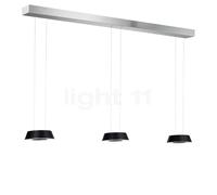 Oligo Glance Suspension LED 3 foyers - réglage en hauteur invisible cache-piton blanc mat - couverture aluminium brossé - tête noir mat Ce luminaire comporte des modules à LED prémontés de classes éne