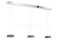 Oligo Glance Suspension LED 3 foyers - réglage en hauteur invisible cache-piton blanc mat/couverture chrome/tête gris mat Ce luminaire comporte des modules à LED prémontés de classes énergétiques A A+