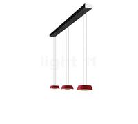 Oligo Glance Suspension LED 3 foyers - réglage en hauteur invisible cache-piton blanc mat - couverture noir mat - tête rouge mat Ce luminaire comporte des modules à LED prémontés de classes énergétiqu