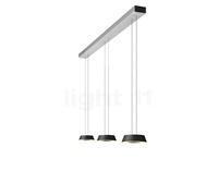 Oligo Glance Suspension LED 3 foyers - réglage en hauteur invisible cache-piton noir mat - couverture aluminium brossé - tête noir mat Ce luminaire comporte des modules à LED prémontés de classes éner