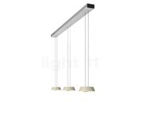 Oligo Glance Suspension LED 3 foyers - réglage en hauteur invisible cache-piton noir mat - couverture aluminium brossé - tête cachemire mat Ce luminaire comporte des modules à LED prémontés de classes