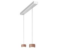 Oligo Grace Suspension 2 flammes avec réglage en hauteur caché Pendelleuchte, aluminium brossé, pendules Satin Copper