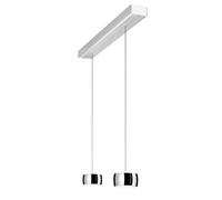 Oligo Grace Suspension 2 flammes avec réglage en hauteur caché Pendelleuchte, aluminium brossé, pendules chrome