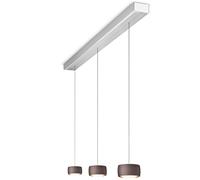 Oligo Grace Suspension 2 flammes avec réglage en hauteur caché Pendelleuchte, aluminium brossé, pendules Brazilian Brown