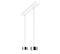 Oligo Grace Suspension 2 flammes avec réglage en hauteur caché Pendelleuchte, blanc mat, pendules chrome