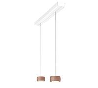 Oligo Grace Suspension 2 flammes avec réglage en hauteur caché Pendelleuchte, blanc mat, pendules Satin Copper