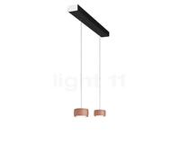 Oligo Grace Suspension LED 2 foyers - réglage en hauteur invisible cache-piton blanc mat/couverture noir mat/tête cuivre satiné Ce luminaire comporte des modules à LED prémontés de classes énergétique