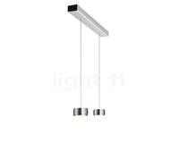Oligo Grace Suspension LED 2 foyers - réglage en hauteur invisible cache-piton noir mat/couverture aluminium brossé/tête aluminium brossé , Vente d'entrepôt, neuf, emballage d'origine Ce luminaire com
