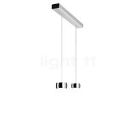 Oligo Grace Suspension LED 2 foyers - réglage en hauteur invisible cache-piton noir mat/couverture aluminium brossé/tête chrome Ce luminaire comporte des modules à LED prémontés de classes énergétique