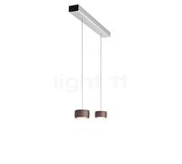 Oligo Grace Suspension LED 2 foyers - réglage en hauteur invisible cache-piton noir mat/couverture aluminium brossé/tête marron Ce luminaire comporte des modules à LED prémontés de classes énergétique