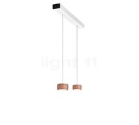 Oligo Grace Suspension LED 2 foyers - réglage en hauteur invisible cache-piton noir mat/couverture blanc mat/tête cuivre satiné Ce luminaire comporte des modules à LED prémontés de classes énergétique