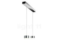Oligo Grace Suspension LED 2 foyers - réglage en hauteur invisible cache-piton noir mat/couverture chrome/tête aluminium brossé Ce luminaire comporte des modules à LED prémontés de classes énergétique