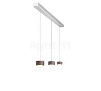 Oligo Grace Suspension LED 3 foyers - réglage en hauteur invisible cache-piton blanc mat/couverture aluminium brossé/tête marron Ce luminaire comporte des modules à LED prémontés de classes énergétiqu