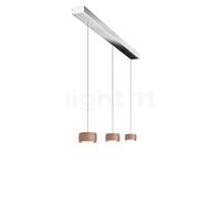 Oligo Grace Suspension LED 3 foyers - réglage en hauteur invisible cache-piton blanc mat/couverture chrome/tête cuivre satiné Ce luminaire comporte des modules à LED prémontés de classes énergétiques 