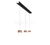 Oligo Grace Suspension LED 3 foyers - réglage en hauteur invisible cache-piton blanc mat/couverture noir mat/tête cuivre satiné Ce luminaire comporte des modules à LED prémontés de classes énergétique