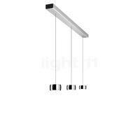 Oligo Grace Suspension LED 3 foyers - réglage en hauteur invisible cache-piton noir mat/couverture aluminium brossé/tête chrome Ce luminaire comporte des modules à LED prémontés de classes énergétique