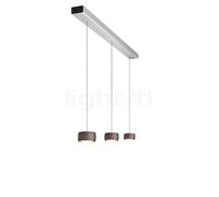 Oligo Grace Suspension LED 3 foyers - réglage en hauteur invisible cache-piton noir mat/couverture aluminium brossé/tête marron Ce luminaire comporte des modules à LED prémontés de classes énergétique