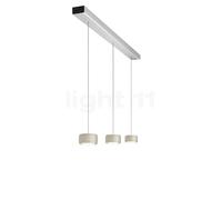Oligo Grace Suspension LED 3 foyers - réglage en hauteur invisible cache-piton noir mat/couverture aluminium brossé/tête cachemire mat Ce luminaire comporte des modules à LED prémontés de classes éner