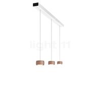 Oligo Grace Suspension LED 3 foyers - réglage en hauteur invisible cache-piton noir mat/couverture blanc mat/tête cuivre satiné Ce luminaire comporte des modules à LED prémontés de classes énergétique