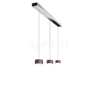 Oligo Grace Suspension LED 3 foyers - réglage en hauteur invisible cache-piton noir mat/couverture chrome/tête marron Ce luminaire comporte des modules à LED prémontés de classes énergétiques A A++, A