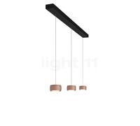 Oligo Grace Suspension LED 3 foyers - réglage en hauteur invisible cache-piton noir mat/couverture noir mat/tête cuivre satiné Ce luminaire comporte des modules à LED prémontés de classes énergétiques