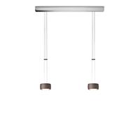 Oligo Grace Suspension LED 2 foyers - réglable en hauteur cache-piton aluminium brossé/tête marron Ce luminaire comporte des modules à LED prémontés de classes énergétiques A A++, A+, A