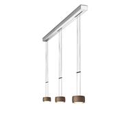 Oligo Grace Suspension LED 3 foyers - réglable en hauteur cache-piton aluminium brossé/tête marron Ce luminaire comporte des modules à LED prémontés de classes énergétiques A A++, A+, A