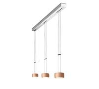 Oligo Grace Suspension LED 3 foyers - réglable en hauteur cache-piton aluminium brossé/tête cuivre satiné Ce luminaire comporte des modules à LED prémontés de classes énergétiques A A++, A+, A