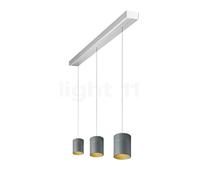 Oligo Tudor Suspension LED 3 foyers - réglage en hauteur invisible cache-piton aluminium brossé/tête gris mat - 14 cm Ce luminaire comporte des modules à LED prémontés de classes énergétiques A A++, A