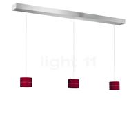 Oligo Tudor Suspension LED 3 foyers - réglage en hauteur invisible cache-piton aluminium brossé/tête rouge mat - 9,5 cm Ce luminaire comporte des modules à LED prémontés de classes énergétiques A A++,