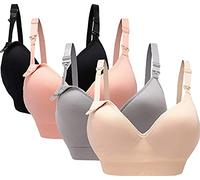 Oliked 3-4 Soutien-gorge d'allaitement pour femme, 4 Pack(black+grey+pink+beige), S-M