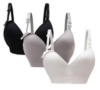 Oliked Femmes Allaitement Soutien-Gorge d'allaitement Soft Cup Bras, 3 Pack(black+white+gray), XL (40/90)
