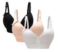 Oliked Femmes Allaitement Soutien-Gorge d'allaitement Soft Cup Bras, 3 Pack (Noir + Blanc + Beige), XL (40/90)