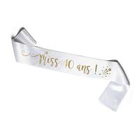 OLILLY - Écharpe Anniversaire Femme - Miss 40 Ans - Écharpe Blanche Satinée avec Inscription Dorée - Accessoire Festif pour Anniversaire - Idée Cadeau Originale (40 ans)