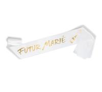 OLILLY Echarpe Futur Marié pour un EVG réussi - Echarpe Blanche et Or (Blanc)