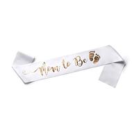 OLILLY Écharpe Mom to Be pour votre Baby Shower - Echarpe Satin Blanche et Or (Mom to Be)