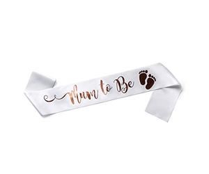 OLILLY Echarpe Mum to Be Blanche et Rose Gold pour Babyshower (Blanche et Rose Gold)
