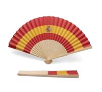 OLILLY - Lot de 10 Eventails en Papier et Bambou aux Couleurs de l'Espagne - Parfaits pour supporter son équipe ou son Pays (Espagne)