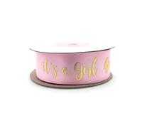 OLILLY - Ruban Rose en Satin pour Baby Shower - It's a Girl - Décoration de votre Fête Prénatale (It's a Girl 22mm)