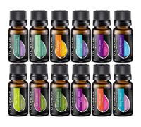 O'linear Lot de 12 huiles essentielles d'aromathérapie pour diffuseur et humidificateurs, lavande, menthe poivrée, eucalyptus, arbre à thé, romarin, huiles d'orange et 6 mélanges uniques pour