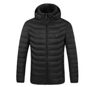 OLIns Homme Veste Chauffant Doudoune Capuche manteau 4 Zones Chauffé 3 Températures Réglables S-6XL(Color:Black,Size:M)