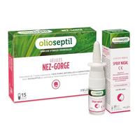 Olioseptil - Duo Nez-Gorge Gélules + Spray Nasal Aide à soulager rapidement les sensations de nez bouché et gorge irritée Huiles essentielles 100% pures naturelles, (SN1685)