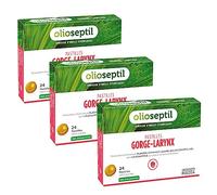 OLIOSEPTIL - Pastilles à Sucer Gorge-Larynx - Apaise et Assainit la Gorge - Sans Sucres Ajoutés - Extraits de Plantes, Vitamine C, Cuivre et Huiles Essentielles - Gout Miel Eucalyptus - Lot de 3