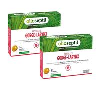 OLIOSEPTIL - Pastilles à Sucer Gorge-Larynx - Apaise et Assainit la Gorge - Sans Sucres Ajoutés - Extraits de Plantes, Vitamine C, Cuivre et Huiles Essentielles - Gout Miel Eucalyptus - Lot de 2