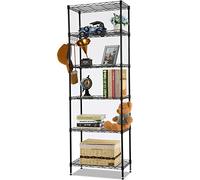 oliote 6 étagères, 6 étagères en Fil, étagère de Cuisine, étagère en métal avec Crochets latéraux chromés, 54 x 29 x 160 cm, Noir