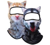 OLIPHEE 3D Cat Dog Ski Balaclava Masque Transparent avec Oreilles Cagoule Homme Femme Mignon Animal Chat Chien Masque Coupe-Vent pour Les Festivals Party Activités de Plein Air Orange+Chien